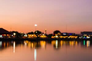 A city skyline at dusk photo