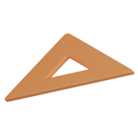 Education 3D icon illustration, Triangle ruler in a warm color. png