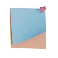 Education 3D icon illustration, Sticky note with a pink pushpin attached. png
