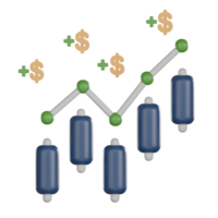 3D Investment icon concept. stock chart for buy png