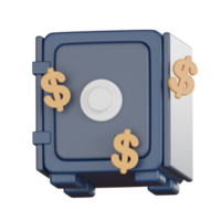 3D Investment icon concept. safe with golden dollar png