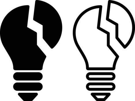 Broken lamp concept on white background. Set of crashed bulb. two light bulbs with broken parts vector