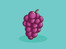 Fresh Purple Grape Cartoon on Blue Background vector