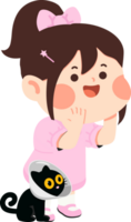A cartoon girl with a black cat png