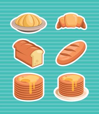 Breads Flat Bakery Elements Illustration