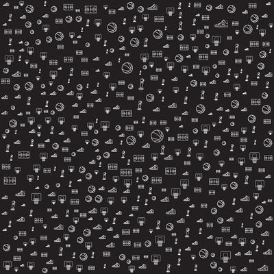 Minimalist Line Basketball Icons Seamless Pattern for Sport Poster and Background Design