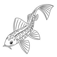 Line Art of Pleco Fish Illustration vector