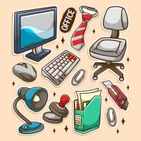Illustration of office supplies and furniture vector