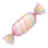 Striped candy wrapper pastel colors watercolor style isolate sweet treat png