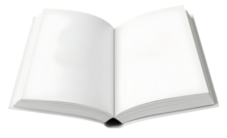 Open book features blank white pages, offering empty copy space for creative text png