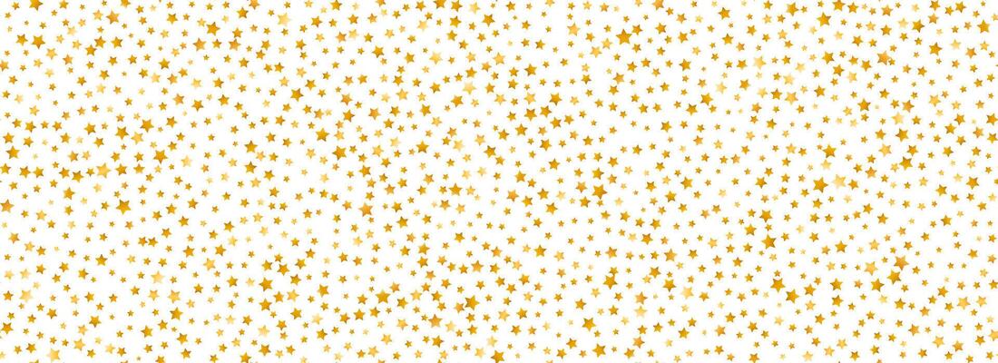 Seamless golden star confetti pattern. Gold glitter sparkle repeated background. Yellow shiny confetti repeated wallpaper. Christmas, New Year, wedding or birthday party celebration decor