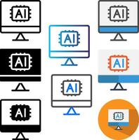 Set Monitor AI Icon. Editable Stroke Icons. Can be used for web, mobile apps, and software. vector