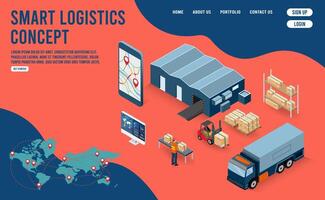 Smart logistics illustration with technology vector