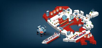 Isometric representation of industrial region vector