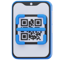 3d ilustração do uma Smartphone ativamente digitalização uma qr código, emoldurado com azul digitalização colchetes, representando uma sem contato pagamento, digital acesso, ou Móvel autenticação processo. png