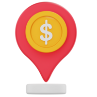 Dollar Coin Location Pin 3D Icon Minimalist Finance Map Marker png