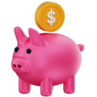 Piggy Bank with Dollar Coin 3D Icon Minimalist Saving Concept png