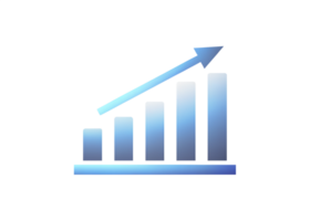 A graph with an arrow going up on it png