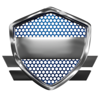 Chrome shield with industrial style and hexagonal grid, space for name png
