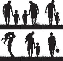 Father and Son Silhouette Design Set vector
