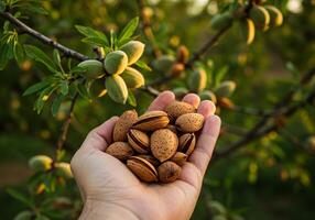 Handful of Harvested Almonds photo
