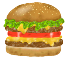 Hand drawn hamburger on transparent background. png