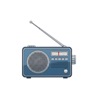 clásico azul portátil radio receptor con un extendido plata antena y Afinación marcar. png