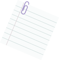 Lined Paper Note with Purple Paperclip png
