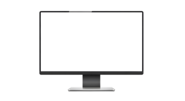 Modern Flat Screen Computer Monitor with Thin Black Frame and Silver Stand in Minimalist Workspace png