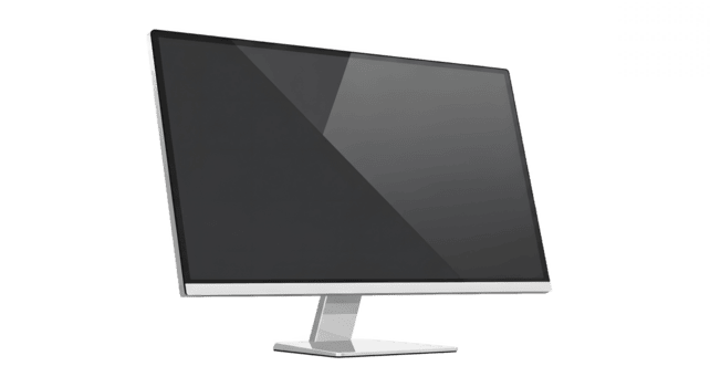 Modern Computer Monitor with Slim Bezel and Large Screen Display in Office Setting png