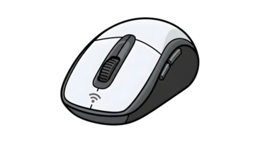 Wireless Computer Mouse with Scroll Wheel and Wireless Indicator Light in White and Black png