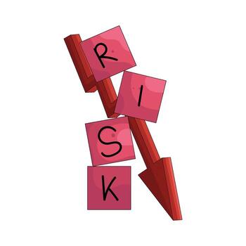 Illustration of Downward Arrow with Risk Blocks vector