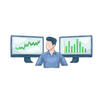 Trader with stock chart vector