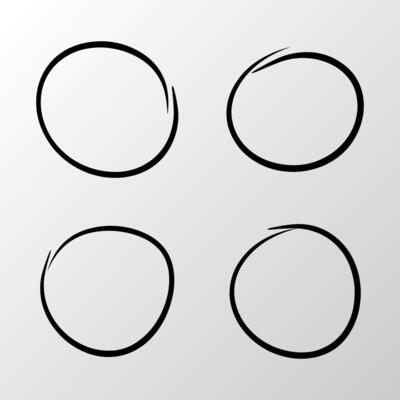 Set of Hand Drawn Round Circle Sketch Icons for Notes and Highlights