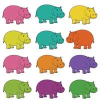 Happy Hippopotamus Clipart Collection for Children EPS 10 vector