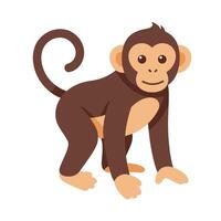 Monkey Animal Character in Flat Design with Friendly Expression EPS 10 vector