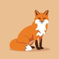 Flat Style Fox Artwork Featuring White Tail Tip EPS 10 vector