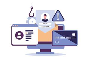 email phishing, Stealing personal information through phishing email flat illustration vector