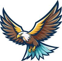 Majestic eagle soaring with open wings vector