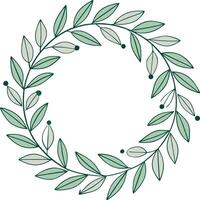 Elegant green leaf wreath circle design vector