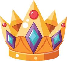 Cartoon gold crown with jewels and gems vector