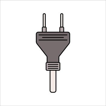 Plug Flat design style, standard two prong electrical plug, symbolizing power connection, perfect for energy, power, and technology themed designs. vector