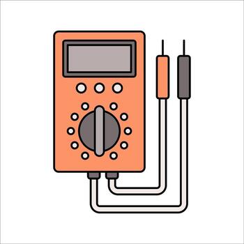 Multimeter Flat design style, electronic measuring tool with probes, symbolizing testing and maintenance, great for engineering and repair visuals. vector