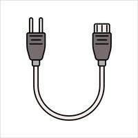 Cable Flat design style, power and data cable with connectors, representing connectivity and transmission, ideal for tech and electrical themes. vector