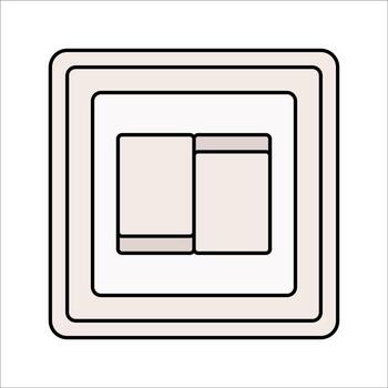 Switch Flat design style, wall mounted double light switch, symbolizing power control, ideal for household and engineering graphics. vector