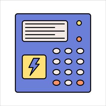 Control Panel Flat design style, electronic control interface with buttons and display, symbolizing monitoring and management, perfect for industrial and tech designs. vector