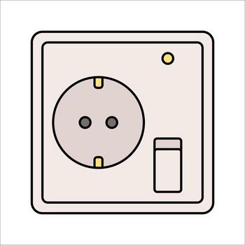 Wall Socket Flat design style, standard round outlet with switch, representing electrical access, perfect for home, office, and utility designs. vector
