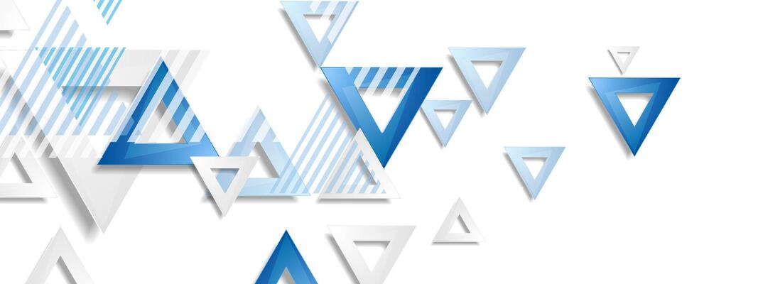 Hi-tech geometric abstract banner with paper blue and grey triangles