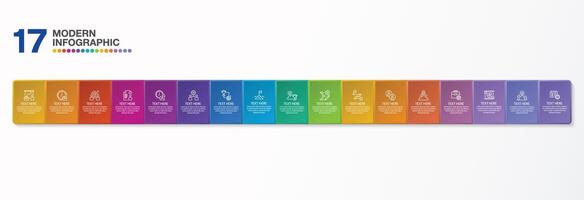Infographic design with icons and 17 options or steps vector