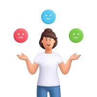 Person juggling smiley face emojis vector